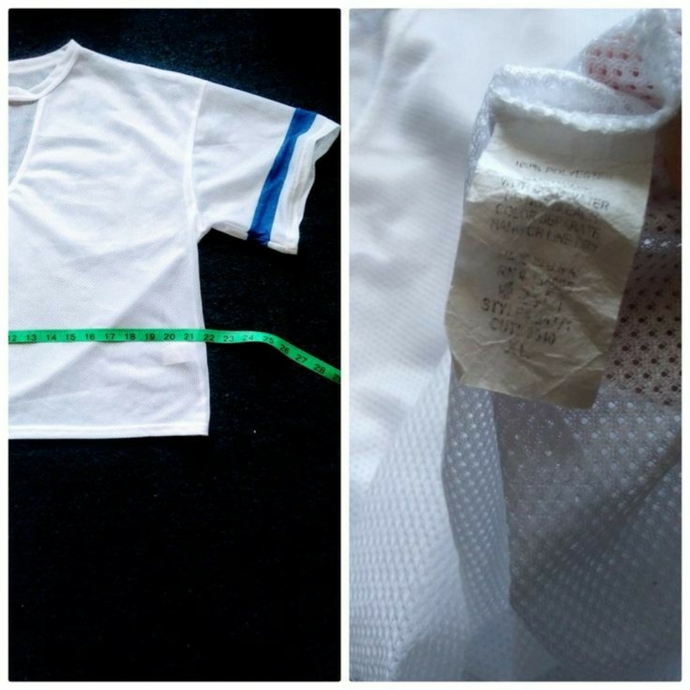 3 for $20: Mesh Athletic Crop Top w/ Blue Stripes-Size XL - Picture 6 of 7